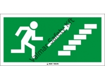 Menekülési út lépcsőn felfelé,jobbra lépcső szimbólummal(utánvilágító)