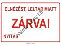 Leltár miatt zárva