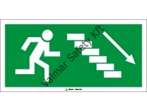 Menekülési út lépcsőn lefelé,jobbra lépcső szimbólummal(utánvilágító)