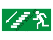 Menekülési út a lépcsőn lefelé, balra (lépcső szimbólummal)