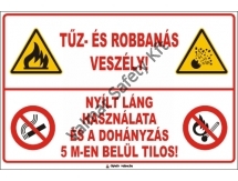 Tűz- és robbanásveszély (5 méteren belül tilos)