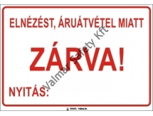 Áruátvétel miatt zárva